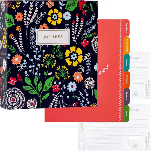 Miniatura 25 de Jot & Mark - Organizador de recetas con 3 anillos (Cosecha otoñal) 50 tarjetas de recetas de 4 x 6, separadores de página completa y protectores