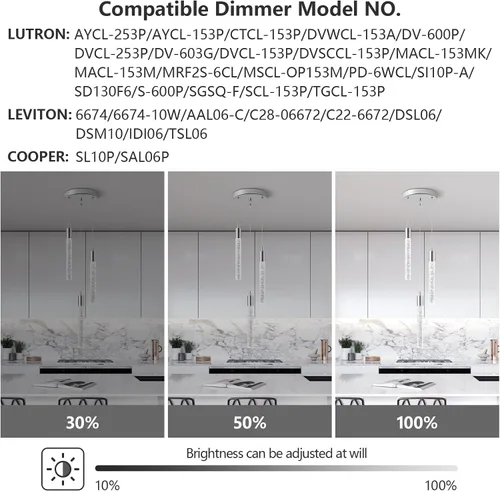 Miniatura 6 de Luminaria Moderna para Isla de Cocina Luz Colgante Regulable LED Cromada Luces Colgantes Mini Iluminación Colgante de Cristal para Dormitorio Cromo