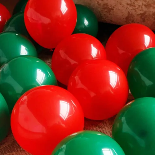 Miniatura 6 de 100 globos rojos de 12 pulgadas y globos verde oscuro para decoraciones de fiesta de cumpleaños y Navidad