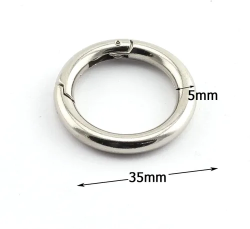 Miniatura 6 de 6 ganchos redondos de resorte de 1.378 in, accesorios de bricolaje para bolso de mano, correa de hombro, llaveros, hebilla, círculo de aleación