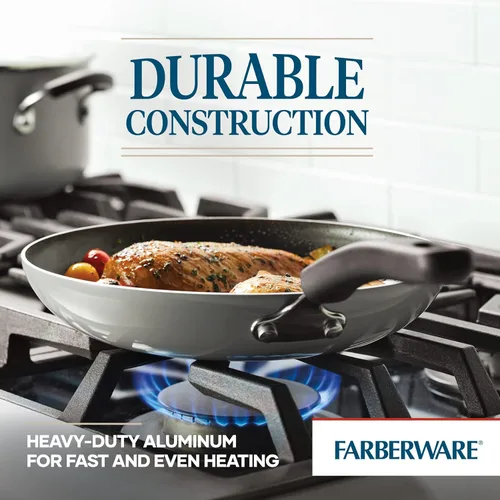 Miniatura 4 de Farberware Cookstart DiamondMax - Juego de sartenes antiadherentes, apto para lavavajillas, 8.25 pulgadas y 10 pulgadas, color plateado