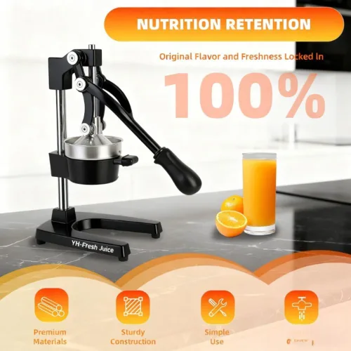 Miniatura 4 de Exprimidor de hierro fundido ultra premium, extra grande, resistente, grado comercial, prensa manual de acero inoxidable, exprimidor de cítricos