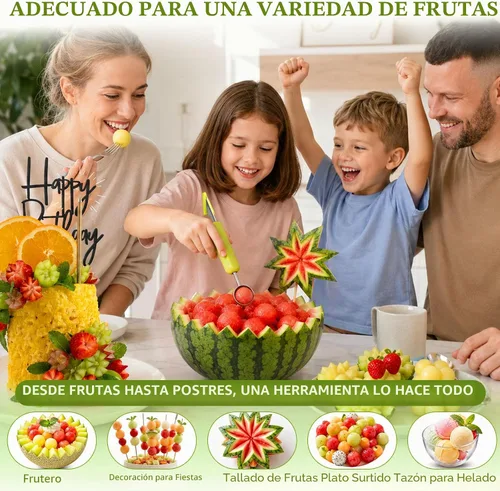 Miniatura 2 de Juego de palas de melón Suuker, 4 en 1 cortadores de frutas con formas, cuchara de sandía, cuchara de frutas y pelador de bolas, herramientas