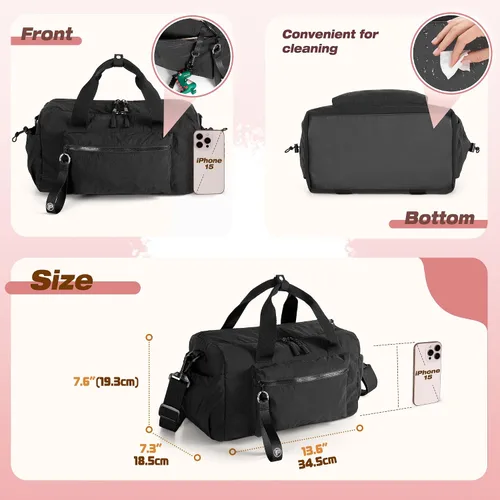 Miniatura 4 de Pequeña bolsa de gimnasio para mujer, bolsa de viaje con compartimento impermeable, bolsa de transporte para el fin de semana para deportes