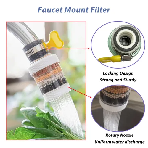 Miniatura 3 de Paquete de 4 filtros de montaje en grifo, filtro de agua para grifo de cocina, purificador de filtración de grifo de cocina para cocina y baño