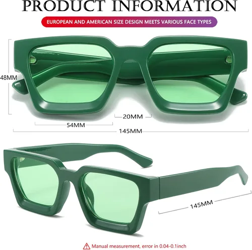 Miniatura 35 de AIEYEZO Gafas de sol cuadradas para mujeres y hombres, gafas de sol cuadradas con montura gruesa, estilo de diseñador simple