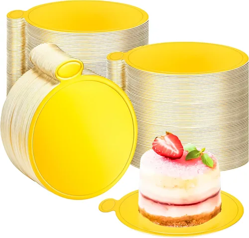 Miniatura 9 de 200 piezas de cartón dorado redondo, mini tableros redondos de 3.5 pulgadas, base de pastel de mousse, tablero de papel para pastel, cartón