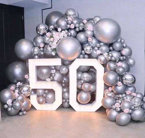 Miniatura 7 de KBZVNAF Globos de látex cromados metálicos plateados, paquete de 50 globos redondos de helio de 12 pulgadas para cumpleaños, boda, graduación, baby