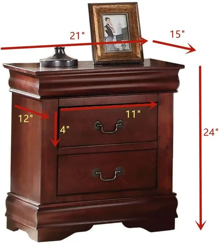 Miniatura 2 de Mesitas de noche para dormitorio, mesitas de noche de madera con 2 cajones para el hogar, mesita de noche, muebles de almacenamiento grandes (cereza)