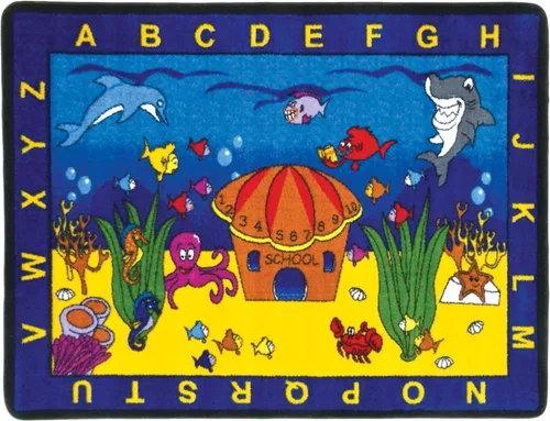 Miniatura 11 de SAFECASTLE Dino Land - Alfombra educativa para niños, 4 pies 4 pulgadas x 5 pies 6 pulgadas, alfombra de área de dinosaurio con alfabeto y números