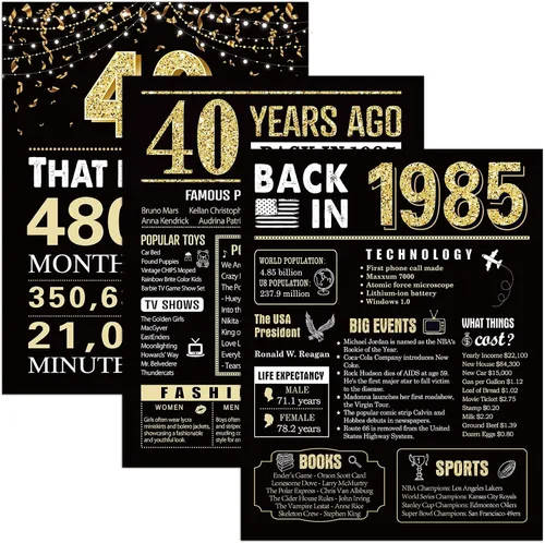 Miniatura 8 de Regalos de cumpleaños número 50 para hombres, decoraciones de cumpleaños de 1975, 3 piezas de 11 x 14 pulgadas, carteles de "Back in 1975" Hace 50