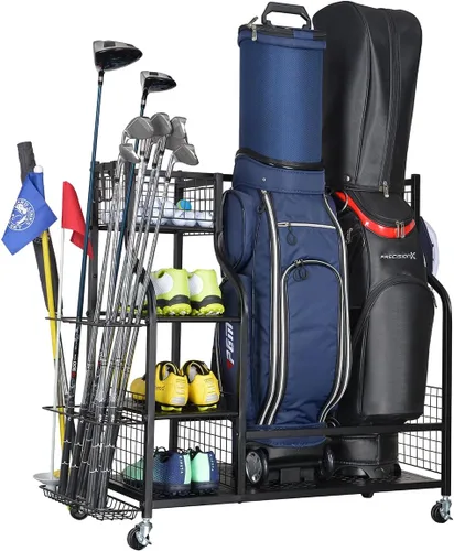 Miniatura 7 de SNAIL Golf Bag Garage Storage Organizer Extra Large Size Golf Bag Rack Stand Holder Fits 2 Golf Bags and Other Golfing Equipment Accessories, Metal