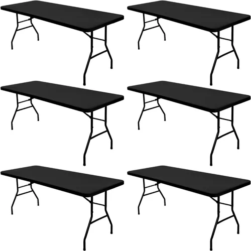 Miniatura 16 de Pack de 6 manteles de picnic elásticos ajustados para mesas rectangulares de 6 pies, impermeables, lavables, de spandex para patio, plegables