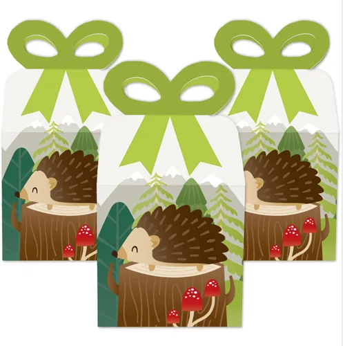 Miniatura 2 de Big Dot of Happiness Forest Hedgehogs – Cajas de regalo cuadradas – Caja de lazo para fiesta de cumpleaños o baby shower, juego de 12