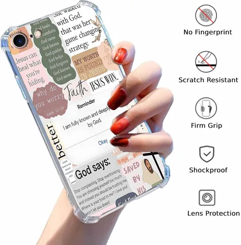 Miniatura 2 de Funda para Celular con Versículos de la Biblia, Colocación de Citas Cristianas de Jesús, Diseño Collage, Funda Protectora Suave de TPU de Moda