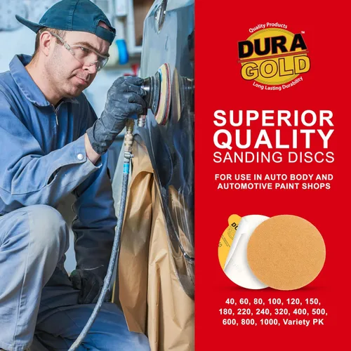 Miniatura 5 de Dura-Gold Discos de lija PSA dorados de 6 pulgadas de alta calidad, grano 40, caja de 25 unidades, papel de lija autoadhesivo para lijadora DA