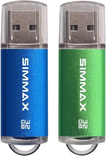 Miniatura 12 de SIMMAX Paquete de 5 unidades flash USB 2.0 de 32 GB con indicador LED (azul verde, negro, rojo y morado)