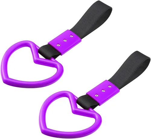 Miniatura 13 de 2 anillos Tsurikawa en forma de corazón, correa de mano para parachoques trasero, asa de corazón Janpanese para automóviles, SUV, metro, autobús