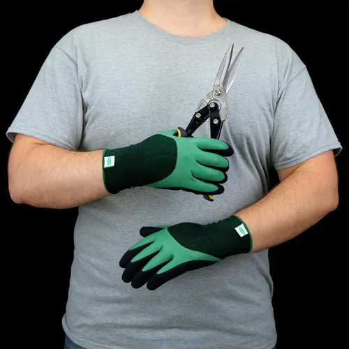 Miniatura 6 de Scotts Guantes de trabajo de látex con doble inmersión para hombre, resistentes al agua, excelente agarre, resistentes a la abrasión, verde/negro