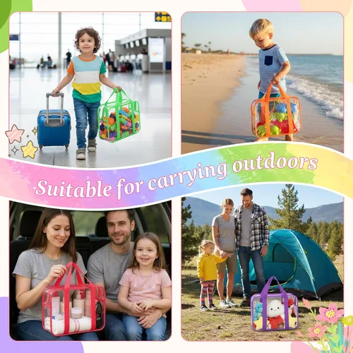 Miniatura 7 de 6 bolsas grandes de almacenamiento de juguetes, cajas de juguetes reutilizables de PVC transparente, organizador de juguetes de alta capacidad