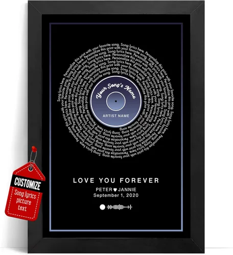 Miniatura 38 de VICILO Póster personalizado con letras de canciones, lienzo para decoración de pared, acordes de canción perfecta, regalo de aniversario de un año