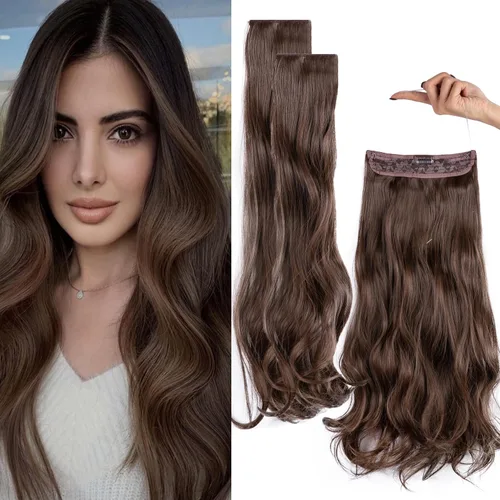 Miniatura 15 de Extensiones de cabello invisibles con halo mejorado con 3 piezas de diadema ajustable, largo, ondulado, extensiones de cabello rubio decolorado