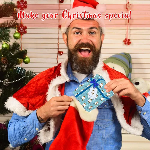 Miniatura 3 de SeunKieer 6 cajas porta tarjetas de regalo de Navidad con lazos, cajas de envoltura de regalos con tarjetas de felicitación Feliz Navidad, mini