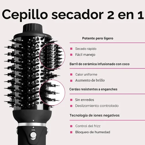 Miniatura 5 de L'ANGE HAIR VolumeBoost 60mm 2-en-1 Cepillo Secador Voluminizador Cerámico Secado Rápido y Estilo para Peinados Voluminosos Sin Frizz Barril