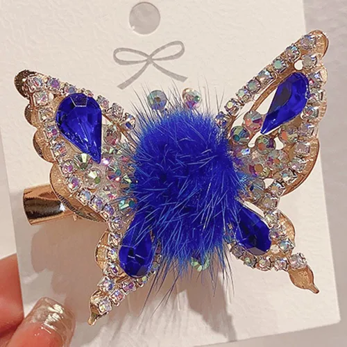 Miniatura 14 de Horquilla de mariposa voladora, pinzas para el cabello con diamantes de imitación de mariposa, elegante clip lateral de metal, pinzas de mariposa