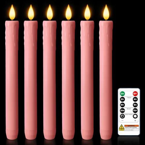 Miniatura 14 de Homemory 6 velas cónicas cerosas sin llama con control remoto, velas parpadeantes que funcionan con pilas, velas falsas LED altas para el hogar