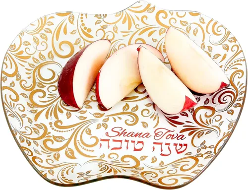 Rite Lite Rosh - Plato de manzana y miel – Regalos de fiesta de Año Nuevo judío, Shana Tova Judaica, decoración del hogar, anfitriona, cocina,