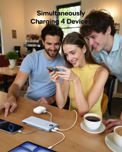 Miniatura 3 de VEGER Cargador portátil con enchufe de pared AC, cargador portátil delgado de 10000 mAh con cables incorporados, banco de energía USB C de 15W