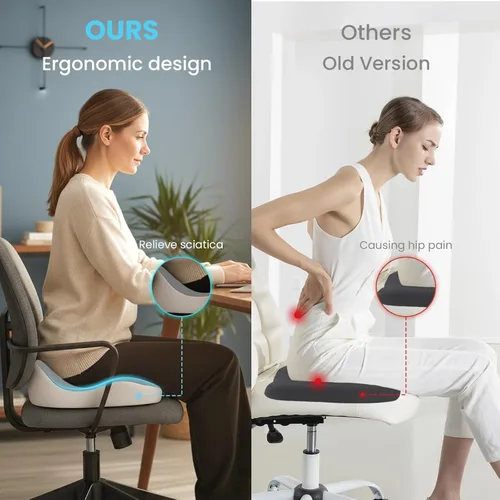 Miniatura 3 de Cojín de Asiento OVRST, Cojín de Memoria para Silla de Oficina, Diseño Ergonómico, Alivio de Ciática y Dolor por Sentarse a Largo Plazo, Adecuado