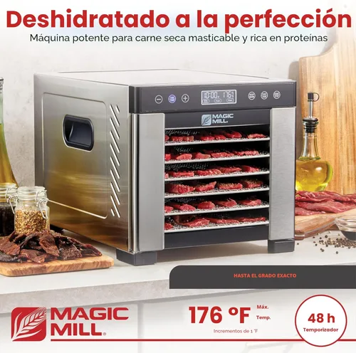 Miniatura 2 de Magic Mill Pro - Máquina deshidratadora de alimentos 7 bandejas XL de acero inoxidable Secador para charqui, bocadillos para perros, hierbas
