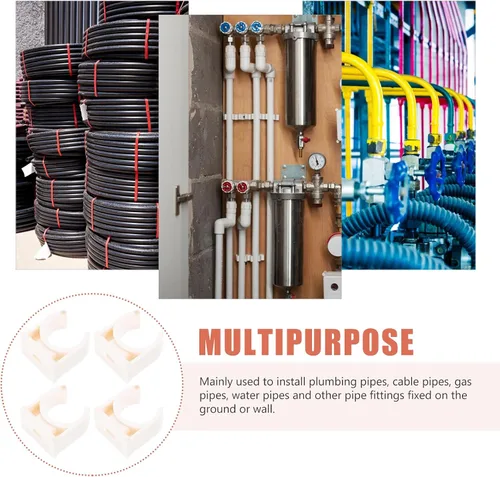 Miniatura 5 de Yardwe Abrazaderas de tubo de PVC de 1/2 pulgada, 200 piezas de soporte de tubo blanco en forma de U para fontanería, gas, instalación de agua