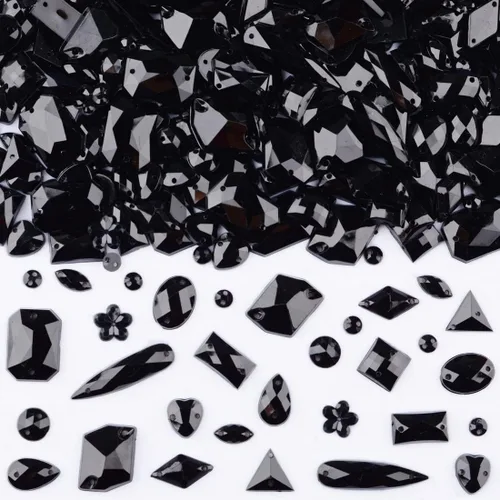 500 Piezas Diamantes de Imitación Acrílicos de Respaldo Plano para Coser, Gemas de Costura, Cristal Formas Mixtas, Cuentas de Costura, Decoraciones,