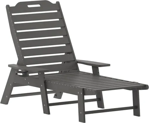 Miniatura 18 de Flash Furniture Monterey Tumbona Adirondack ajustable con soporte para tazas, silla de descanso de polietileno de alta densidad para todo