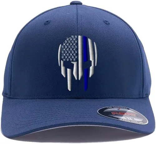 Miniatura 2 de Thin RED LINE - Casco Spartan Thin Blue LINE y gorra Flexfit con calavera desgastada. Bordado. 6277-6477 Flexfit