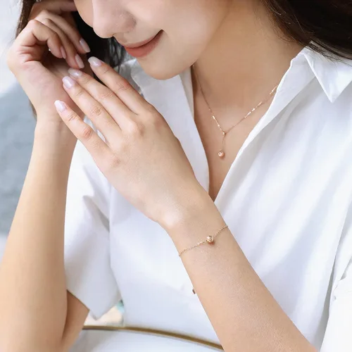 Miniatura 3 de CHOW SANG SANG Pulsera de cuentas de oro rosa de 18 quilates para mujer 92530B