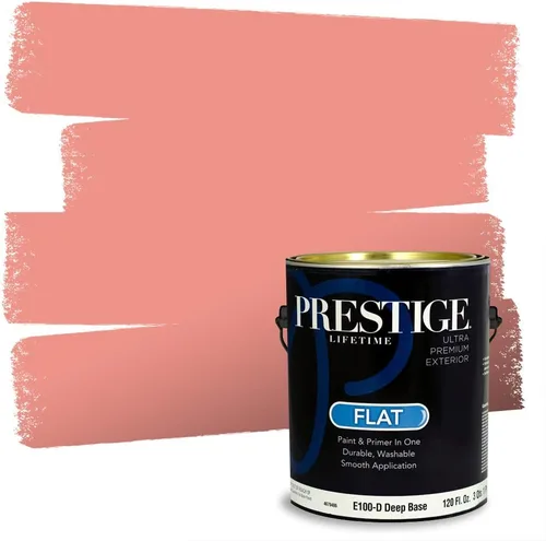 Miniatura 149 de Prestige Paints E100-T-SW6591 Pintura exterior e imprimación en uno, 1 galón, plano, combinación comparable de Sherwin Williams Amaryllis, 1 galón