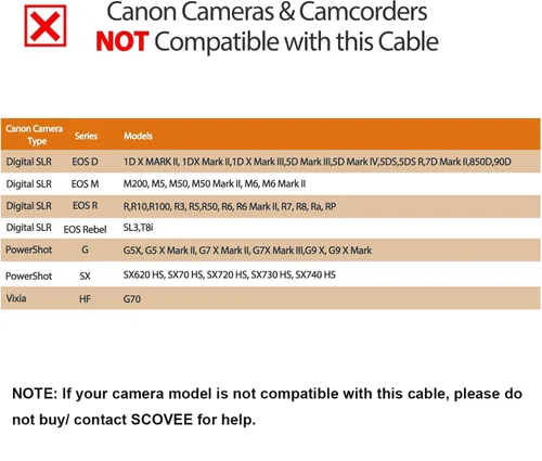 Miniatura 6 de SCOVEE Cable USB para cámaras digitales Canon Rebel/PowerShot/EOS/DSLR/ELPH, cable de datos de transferencia para videocámara Canon Rebel, cargador
