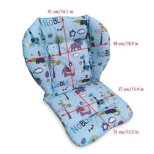 Miniatura 4 de twoworld Cojín de asiento para silla alta para bebé, resistente y correas para silla alta (arnés de 5 puntos), 1 traje (animal azul)