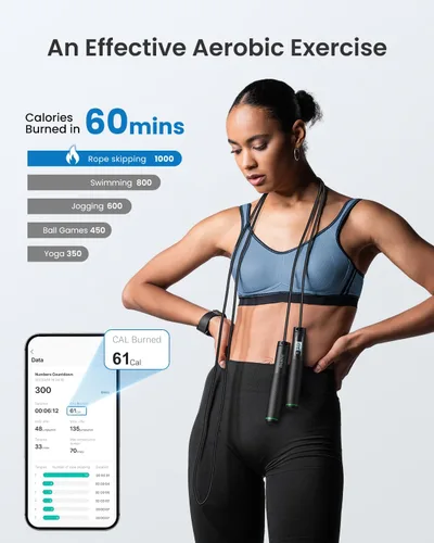 Miniatura 7 de RENPHO Cordless Jump Rope, Weighted Jump Rope with Counter, Jump Ropes for Fitness, Smart Skipping Rope for Crossfit