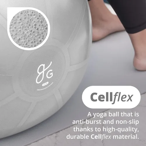 Miniatura 4 de Greater Goods Pelota de yoga anti-estallido para pilates, estabilidad, embarazo y entrenamientos, incluye bomba, en varios tamaños y colores Gris
