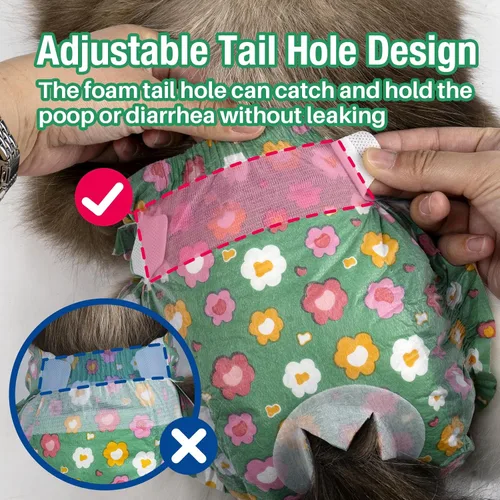 Miniatura 2 de Pet Soft Pañales desechables para gatos – Pañales para gatos hembras y machos, pañales para cachorros para perras con agujero de cola de espuma