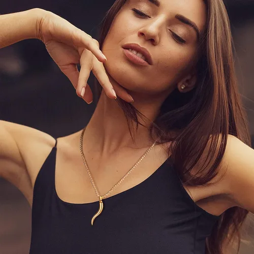 Miniatura 9 de U7 Colgante de cuerno italiano para hombres y mujeres, acero inoxidablenegrooro de 18 quilates, joyería de protección de talismán amuleto