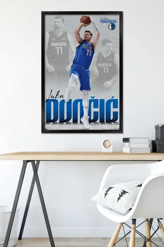 Miniatura 6 de Trends International NBA Dallas Mavericks - Póster de pared de Luka Doncic 22, 22.375 x 34 pulgadas, versión enmarcada en negro Versión con marco