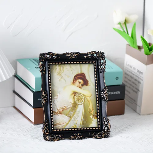 Miniatura 2 de Funerom Marcos de fotos vintage con parte delantera de cristal, marco adornado, marcos de fotos antiguos para mesa o colgar en la pared
