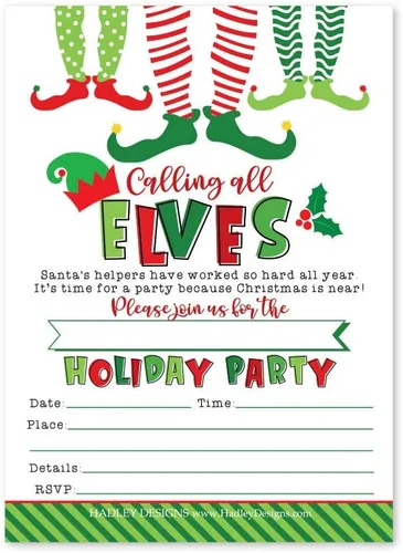 Hadley Designs 25 invitaciones de fiesta de Navidad - Tarjetas de invitación de vacaciones premium para niños y adultos, invitaciones de fiesta de