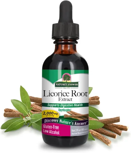Nature's Answer Suplemento de raíz de regaliz 2000 mg 2oz Extracto bajo en alcohol | Apoya la digestión | Promueve la función respiratoria |